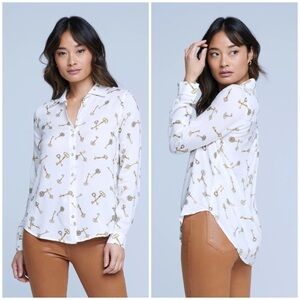 L’Agence Holly Key Print Blouse S NWT